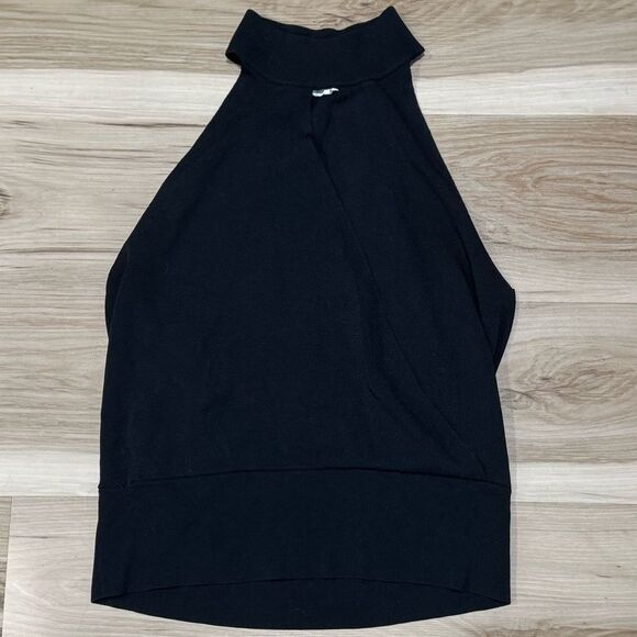 PARKER Black Knit Cross Front High Neck Tank Top Women’s Medium - Picture 1 of 3
